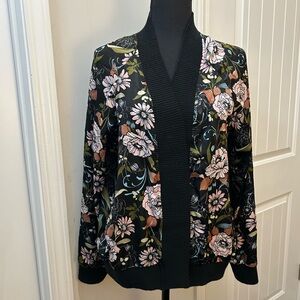 NorthStyle Black‎ Floral Women's Open Front Jacket